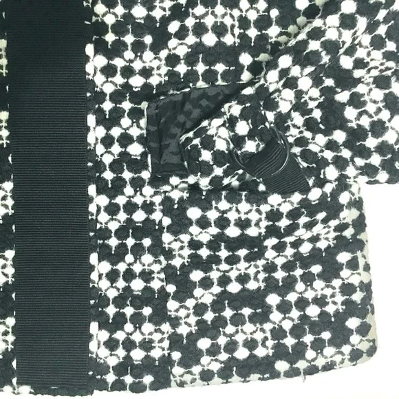 AKRIS PUNTO Blazer Jacket Tweed Dot Embroidered Wool Belted Waist Black White 8 - Picture 8 of 16